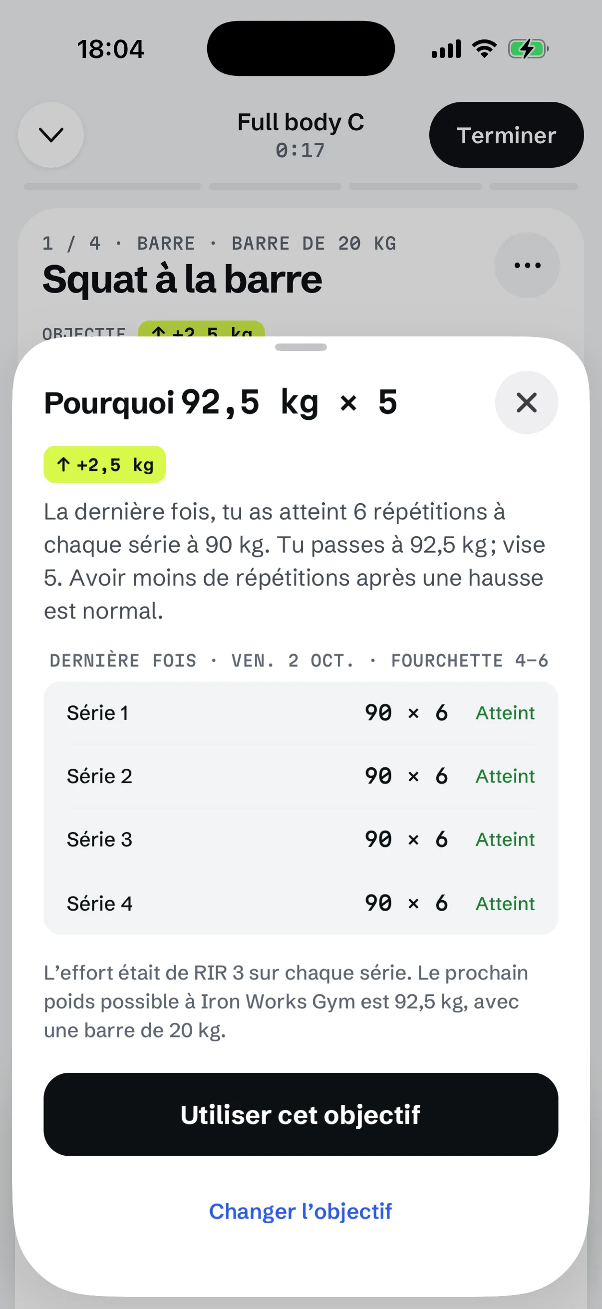 La fenêtre Pourquoi de RIGOR : le résultat de la dernière fois et la règle qui a fixé l’objectif du jour.